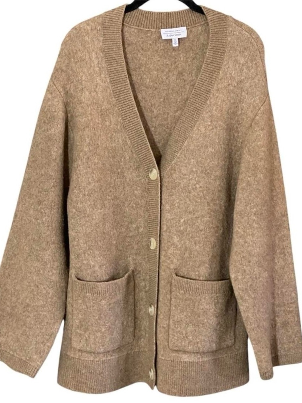 & Other Stories Wool Yak Cardigan M Tan Oversized Grandpa Scandi Minimalist